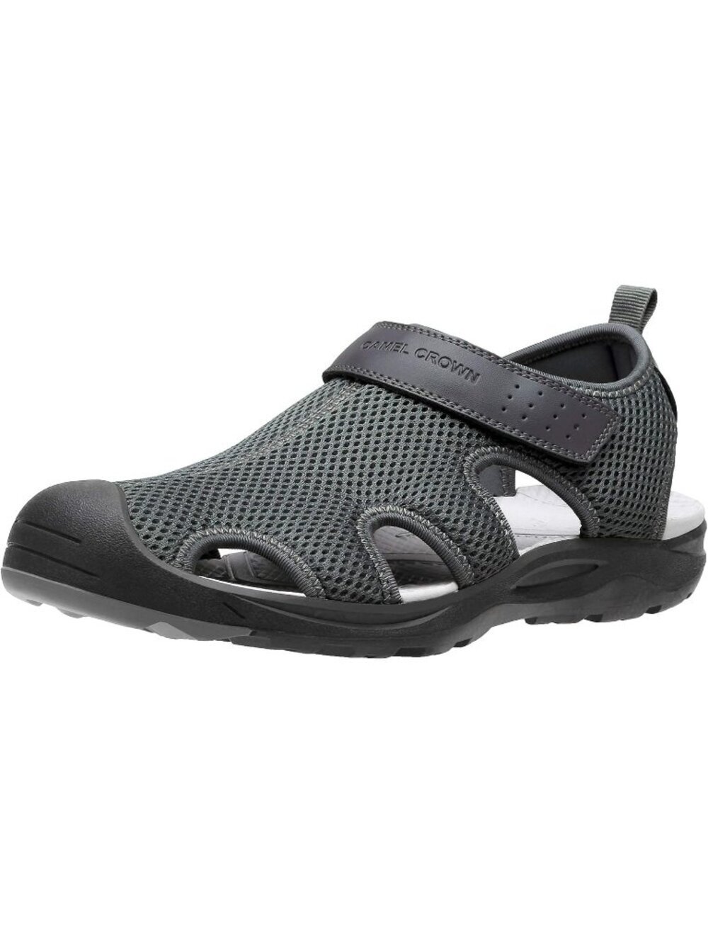 Men's Grey Mesh Hiking Sandals Closed-Toe Beach Sandal for Athletic Outdoor